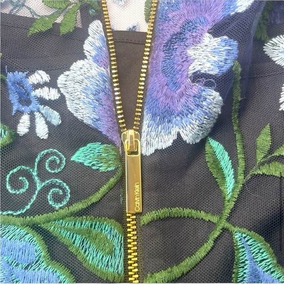 Women's Calvin Klein Floral Embroidered Floral Foliage Dress 12 Wedding Event - Picture 9 of 16